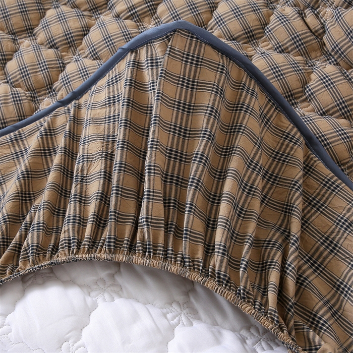 91家纺网 家纺一手货源 找家纺 （总）欧妮家纺 2026新款日式全棉水洗棉色织夹棉床笠-席梦思保护套