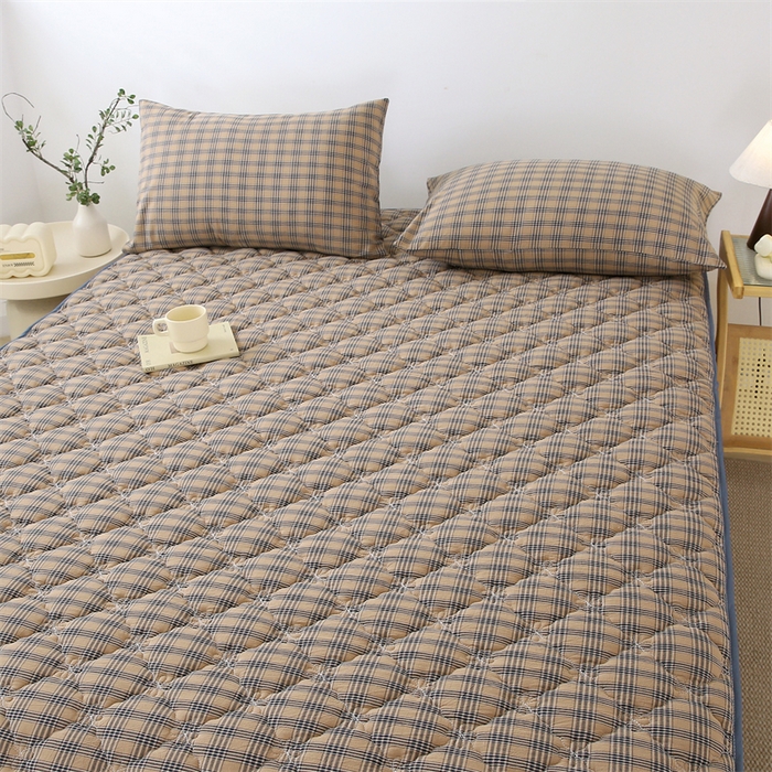 91家纺网 家纺一手货源 找家纺 （总）欧妮家纺 2026新款日式全棉水洗棉色织夹棉床笠-席梦思保护套