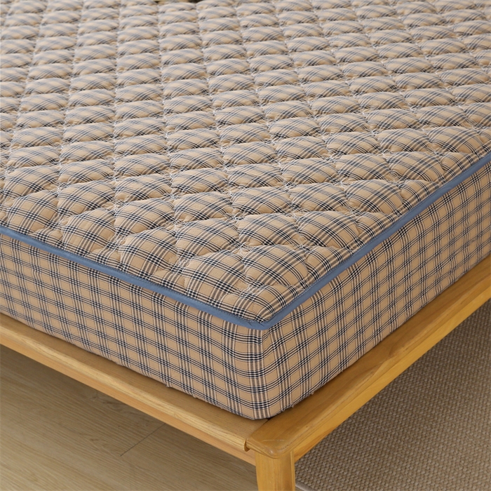 91家纺网 家纺一手货源 找家纺 欧妮家纺 2026新款日式全棉水洗棉色织夹棉床笠-席梦思保护套 日式全棉床笠-焦糖咖