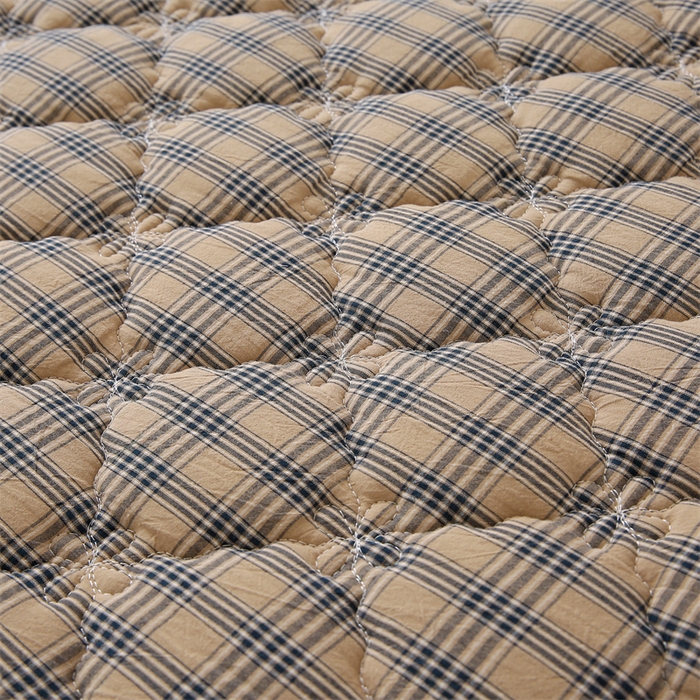 91家纺网 家纺一手货源 找家纺 欧妮家纺 2026新款日式全棉水洗棉色织夹棉床笠-席梦思保护套 日式全棉床笠-焦糖咖