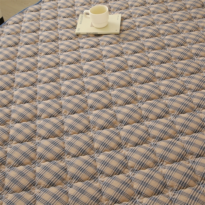 91家纺网 家纺一手货源 找家纺 欧妮家纺 2026新款日式全棉水洗棉色织夹棉床笠-席梦思保护套 日式全棉床笠-焦糖咖