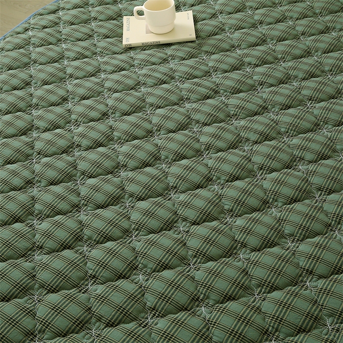 91家纺网 家纺一手货源 找家纺 欧妮家纺 2026新款日式全棉水洗棉色织夹棉床笠-席梦思保护套 日式全棉床笠-重楼绿