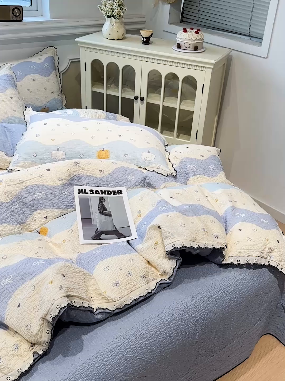 91家纺网 家纺一手货源 找家纺 仟网汇 2026新款法式花边泡芙纱四件套 软糯小象