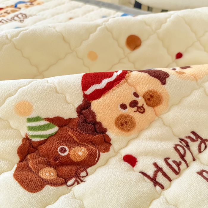 91家纺网 家纺一手货源 找家纺 欧妮家纺 2026新款加厚夹棉牛奶绒枕套 水晶-汪汪狗