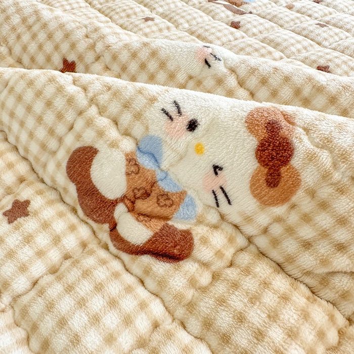 91家纺网 家纺一手货源 找家纺 欧妮家纺 2026新款加厚夹棉牛奶绒枕套 暖绒-可爱猫星