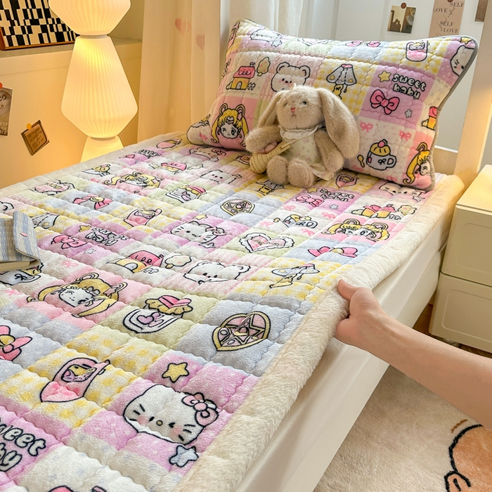 91家纺网 家纺一手货源 找家纺 欧妮家纺 2026新款加厚夹棉牛奶绒枕套 暖绒-少女心