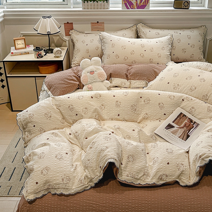 仟网汇 2026新款法式花边泡芙纱四件套 甜心喵