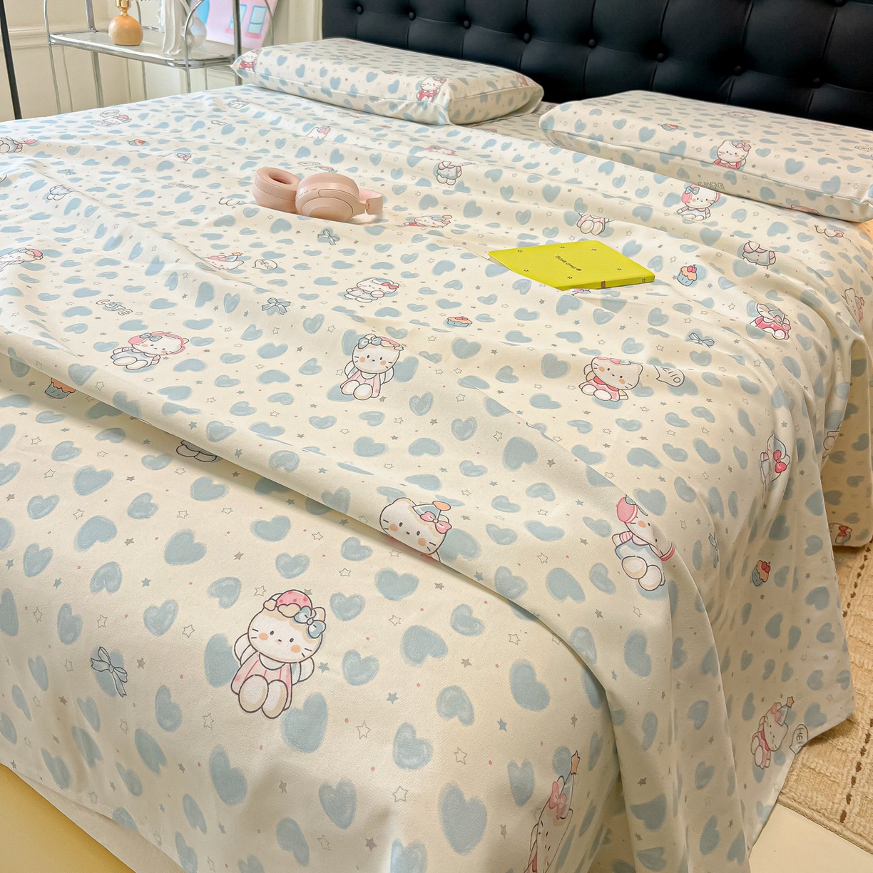 91家纺网 家纺一手货源 找家纺 欧妮家纺 2026新款老粗布床单凉席席子单床单 老粗布-蓝心凯蒂