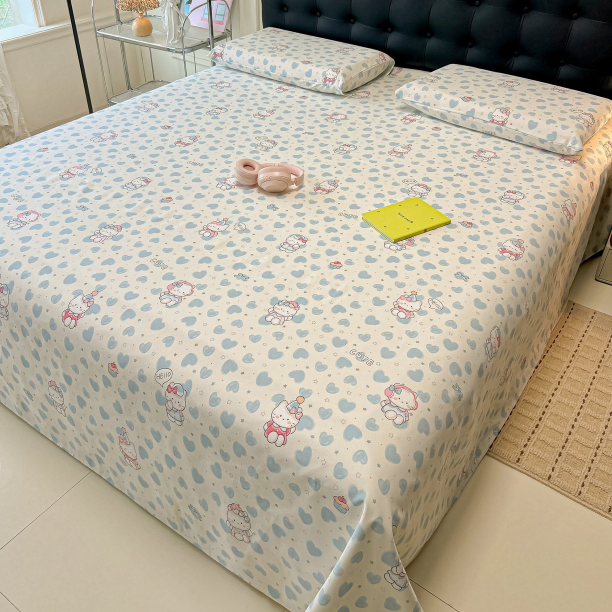 91家纺网 家纺一手货源 找家纺 欧妮家纺 2026新款老粗布床单凉席席子单床单 老粗布-蓝心凯蒂