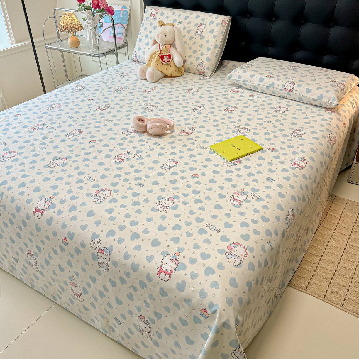 91家纺网 家纺一手货源 找家纺 欧妮家纺 2026新款老粗布床单凉席席子单床单 老粗布-蓝心凯蒂