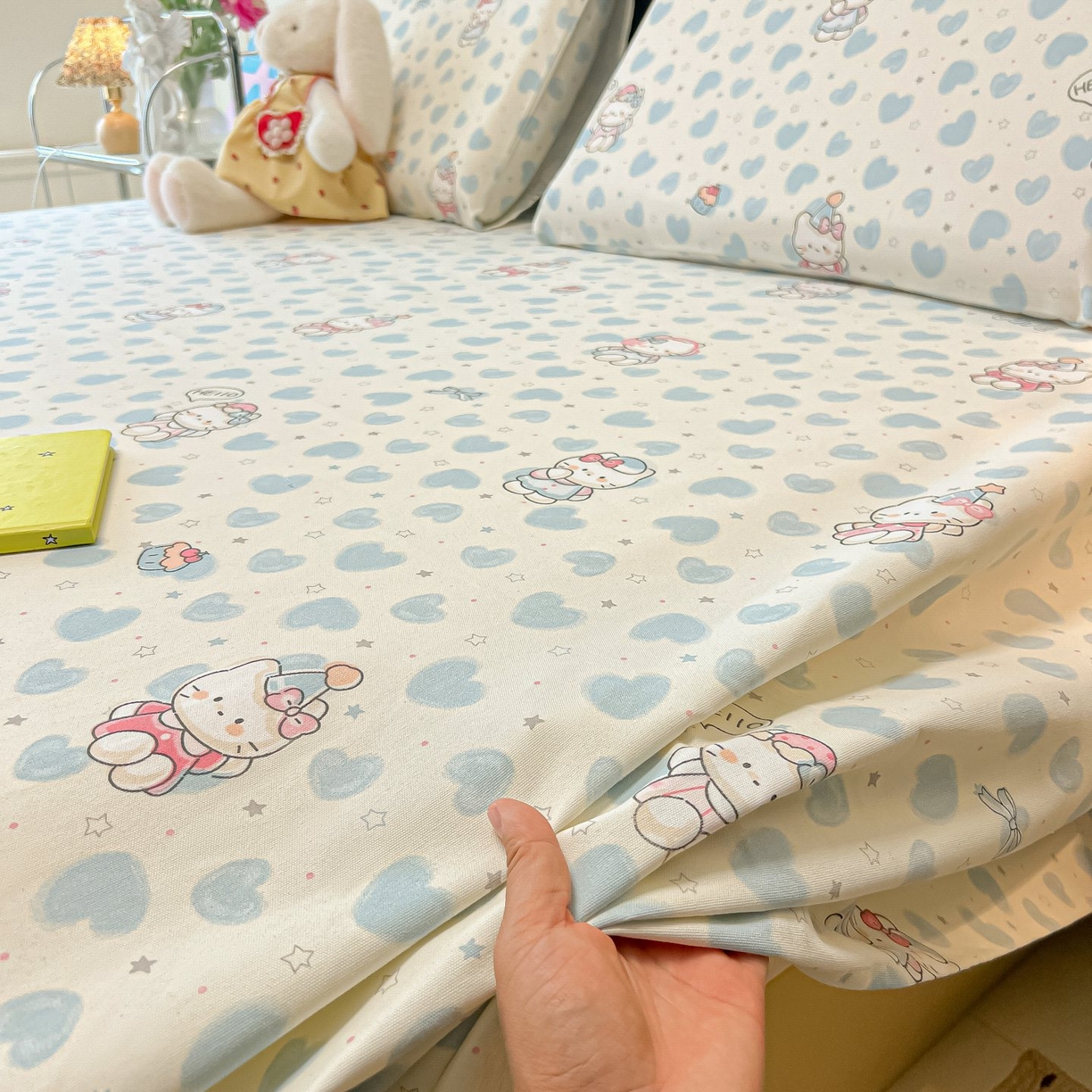 91家纺网 家纺一手货源 找家纺 欧妮家纺 2026新款老粗布床单凉席席子单床单 老粗布-蓝心凯蒂