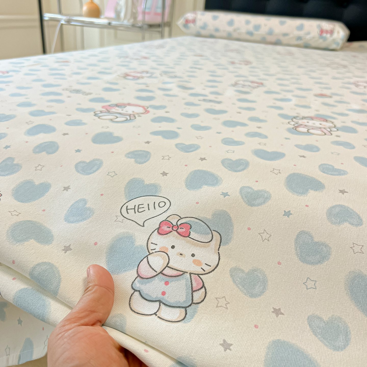 91家纺网 家纺一手货源 找家纺 欧妮家纺 2026新款老粗布床单凉席席子单床单 老粗布-蓝心凯蒂