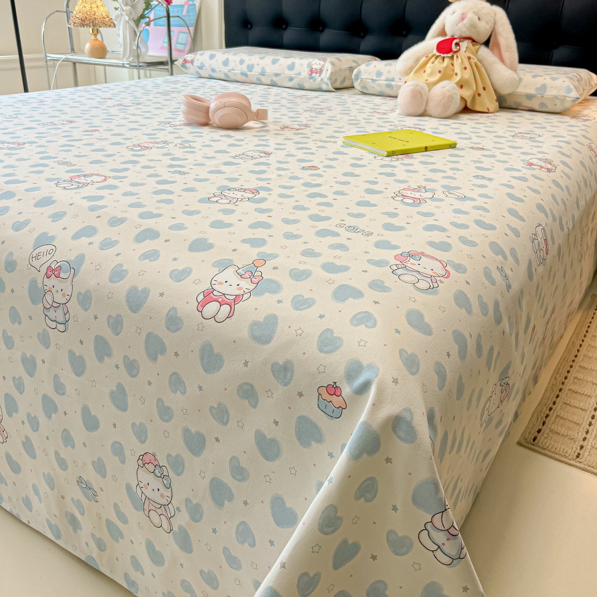 91家纺网 家纺一手货源 找家纺 欧妮家纺 2026新款老粗布床单凉席席子单床单 老粗布-蓝心凯蒂