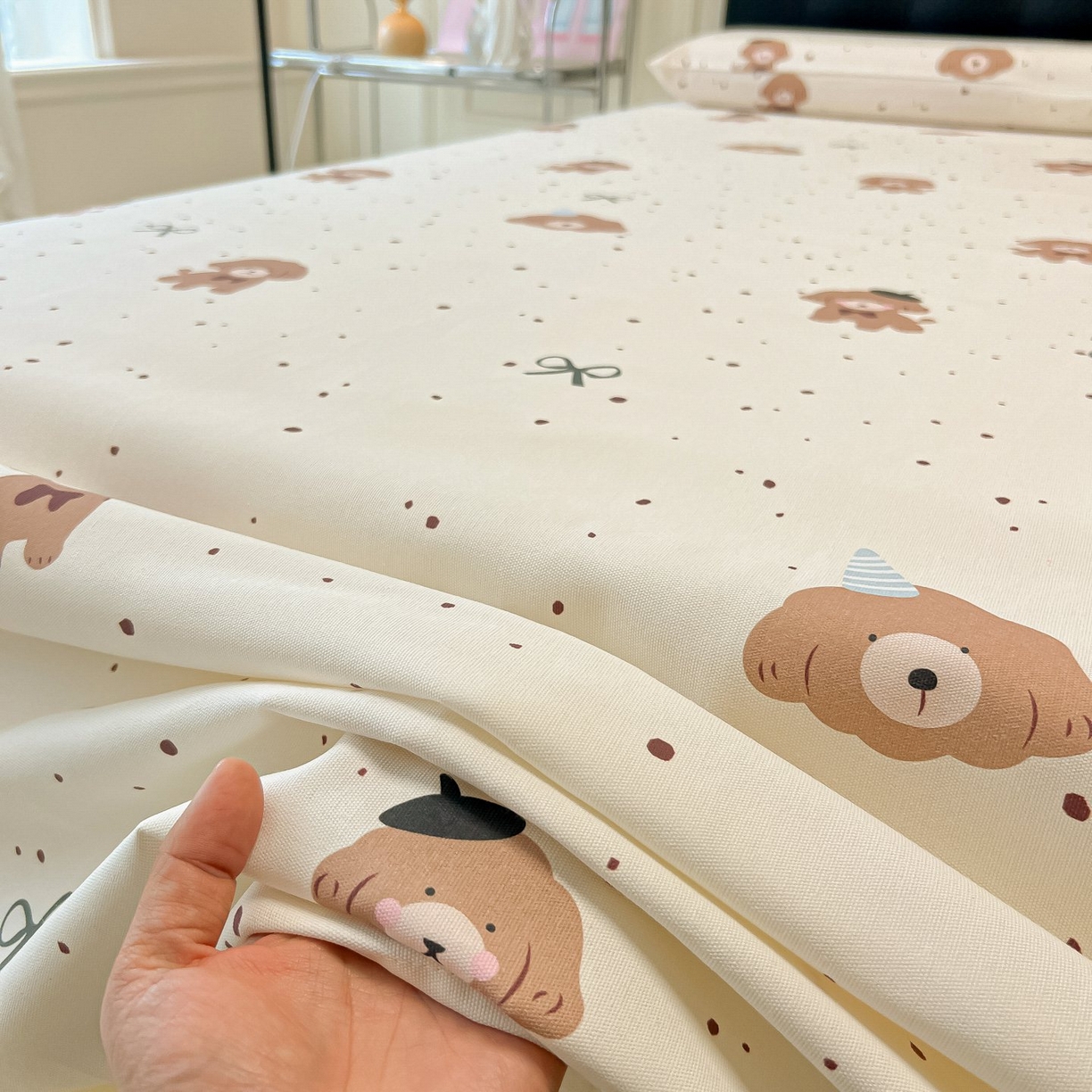 91家纺网 家纺一手货源 找家纺 欧妮家纺 2026新款老粗布床单凉席席子单床单 老粗布-萌趣小汪