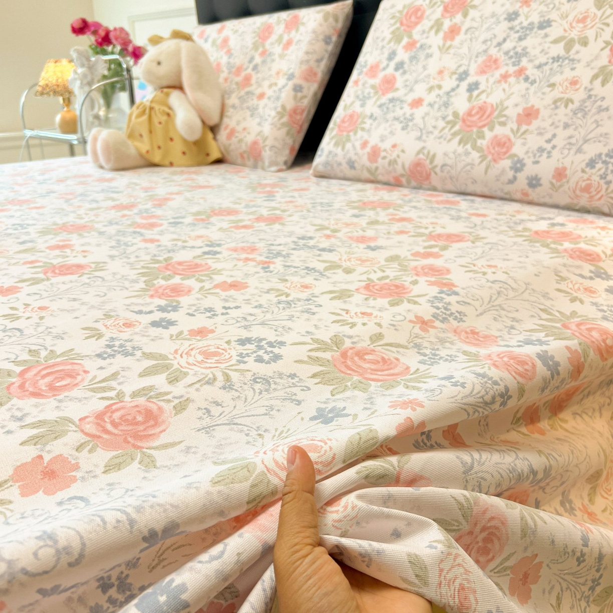 91家纺网 家纺一手货源 找家纺 欧妮家纺 2026新款老粗布床单凉席席子单床单 老粗布-蔷薇甜梦