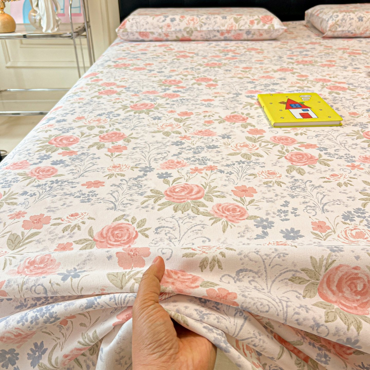 91家纺网 家纺一手货源 找家纺 欧妮家纺 2026新款老粗布床单凉席席子单床单 老粗布-蔷薇甜梦