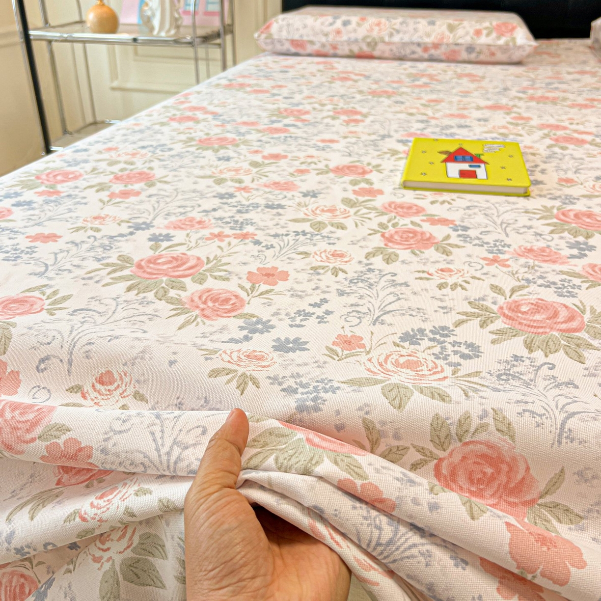 91家纺网 家纺一手货源 找家纺 欧妮家纺 2026新款老粗布床单凉席席子单床单 老粗布-蔷薇甜梦