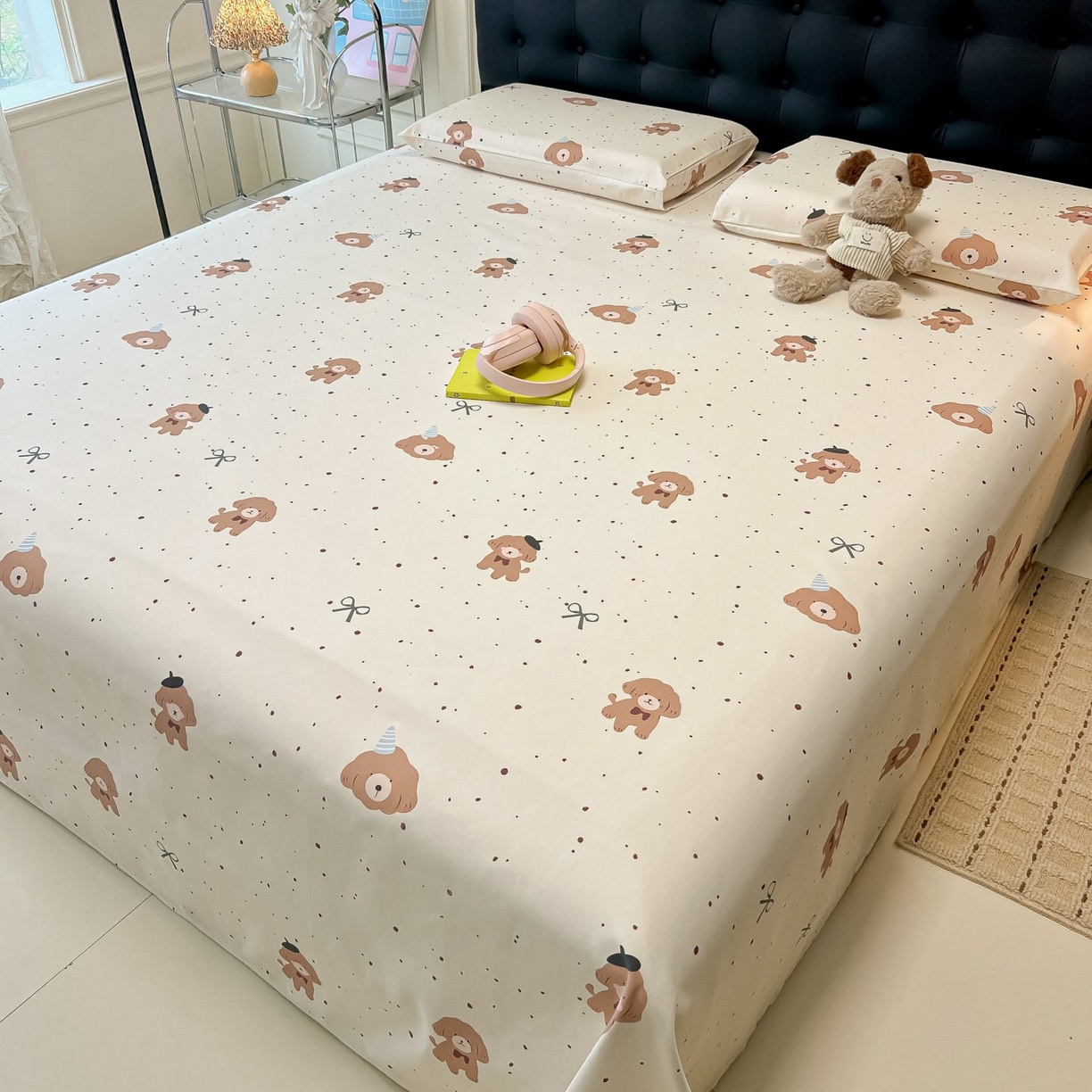 91家纺网 家纺一手货源 找家纺 欧妮家纺 2026新款老粗布床单凉席席子单床单 老粗布-萌趣小汪