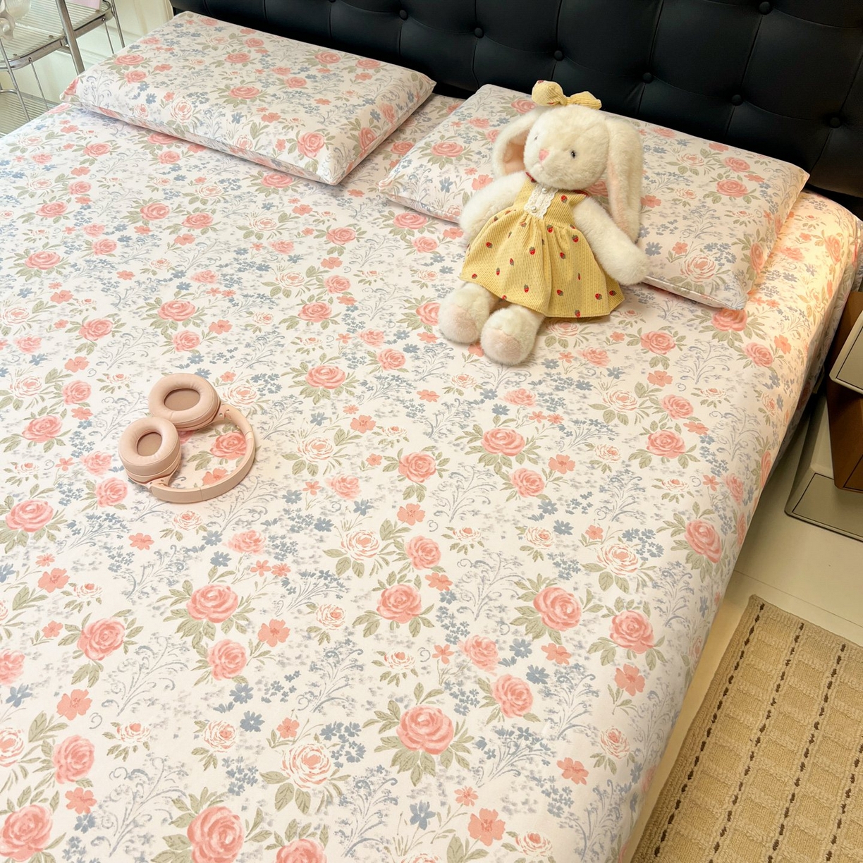 91家纺网 家纺一手货源 找家纺 欧妮家纺 2026新款老粗布床单凉席席子单床单 老粗布-蔷薇甜梦