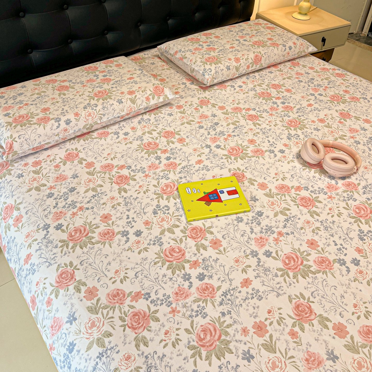 91家纺网 家纺一手货源 找家纺 欧妮家纺 2026新款老粗布床单凉席席子单床单 老粗布-蔷薇甜梦