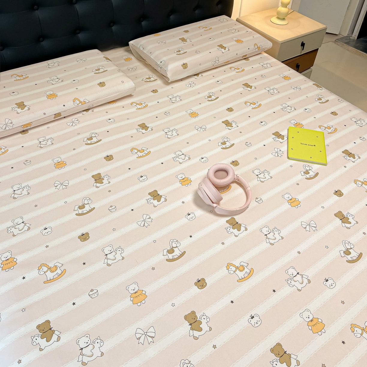 91家纺网 家纺一手货源 找家纺 欧妮家纺 2026新款老粗布床单凉席席子单床单 老粗布-童趣小熊