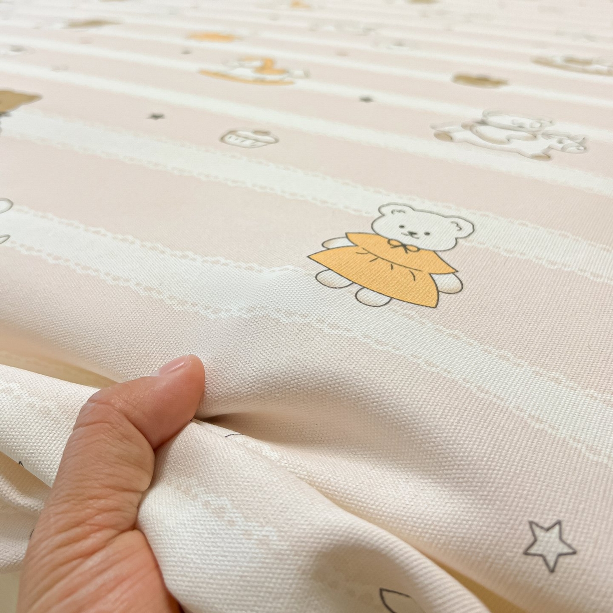 91家纺网 家纺一手货源 找家纺 欧妮家纺 2026新款老粗布床单凉席席子单床单 老粗布-童趣小熊