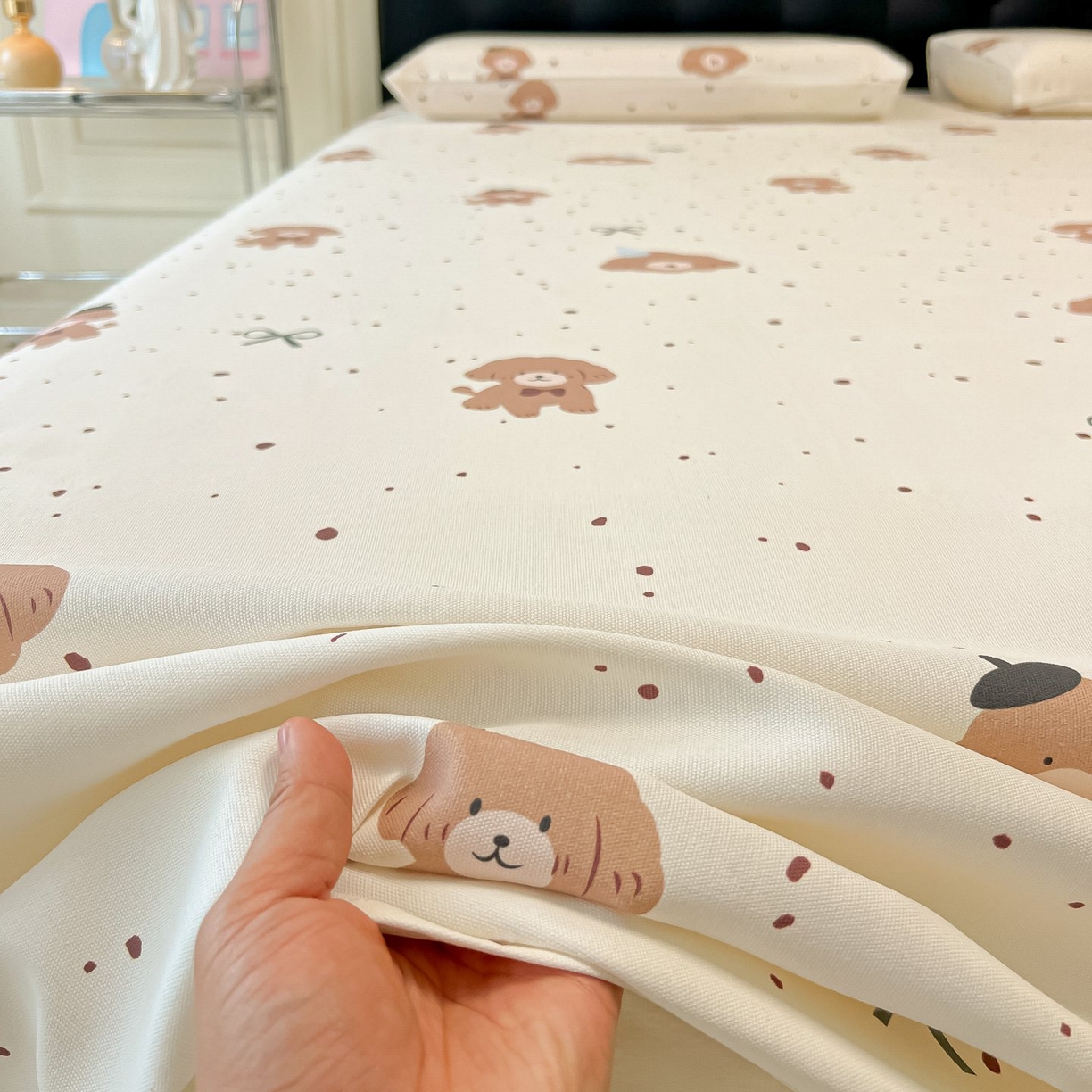 91家纺网 家纺一手货源 找家纺 欧妮家纺 2026新款老粗布床单凉席席子单床单 老粗布-萌趣小汪