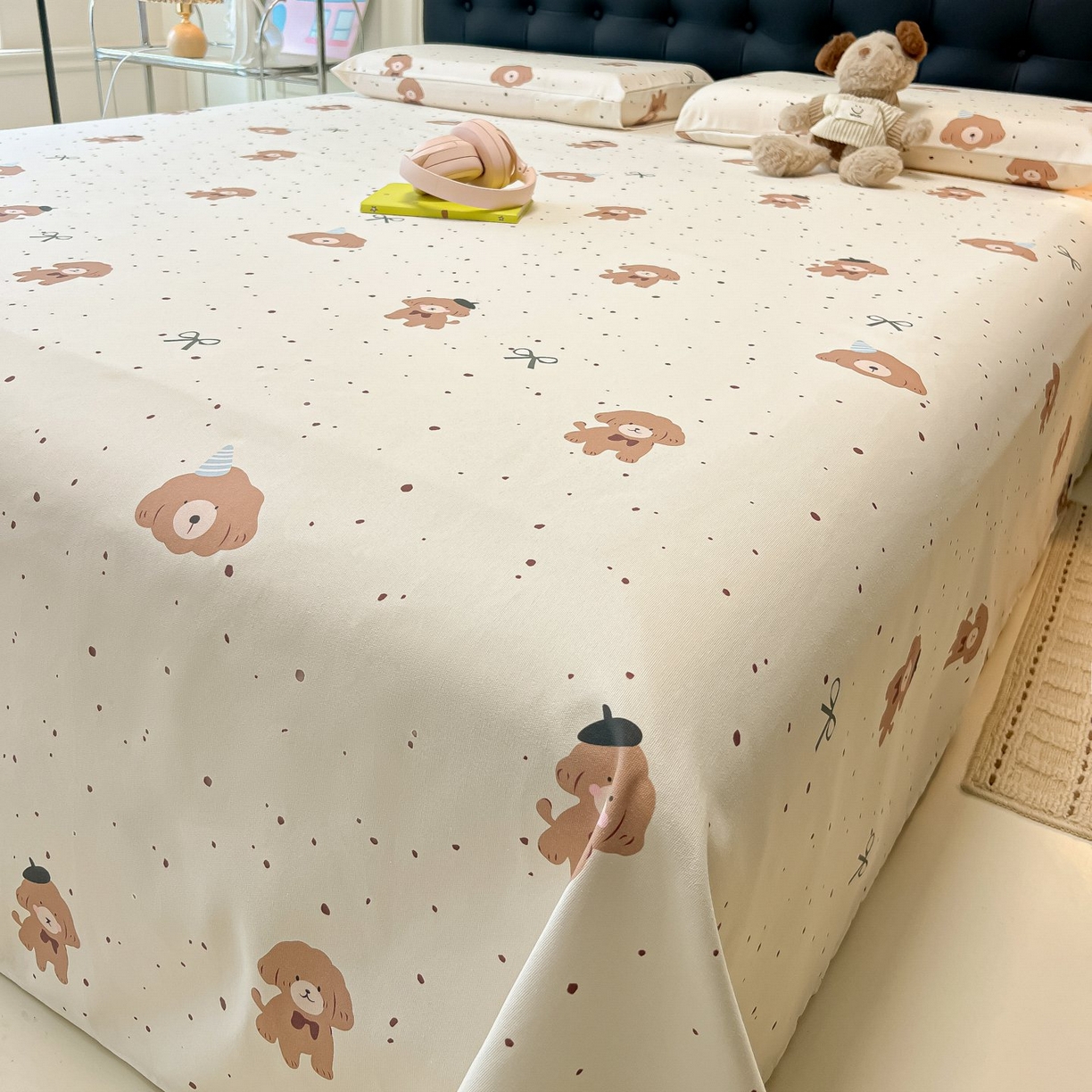 91家纺网 家纺一手货源 找家纺 欧妮家纺 2026新款老粗布床单凉席席子单床单 老粗布-萌趣小汪