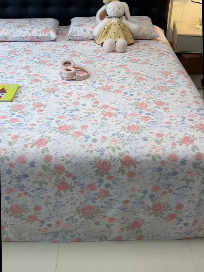 91家纺网 家纺一手货源 找家纺 欧妮家纺 2026新款老粗布床单凉席席子单床单 老粗布-蔷薇甜梦