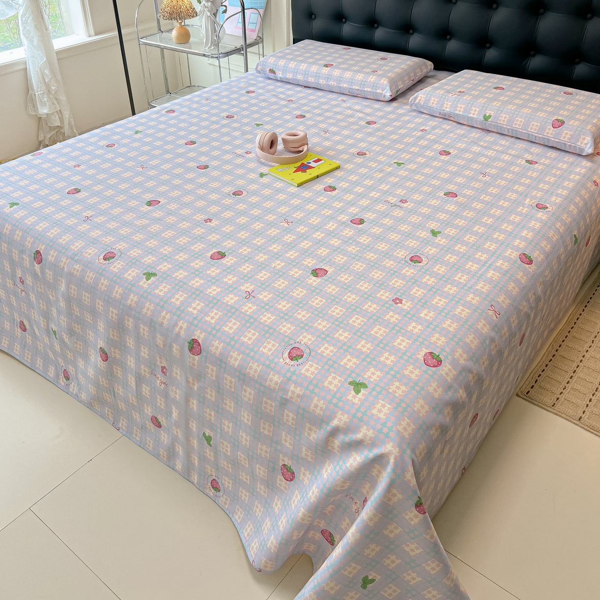 91家纺网 家纺一手货源 找家纺 欧妮家纺 2026新款老粗布床单凉席席子单床单 老粗布-有草莓的地方