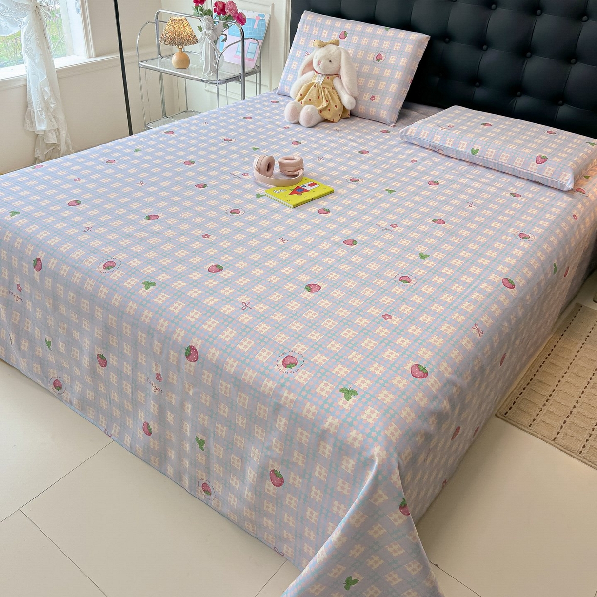 91家纺网 家纺一手货源 找家纺 欧妮家纺 2026新款老粗布床单凉席席子单床单 老粗布-有草莓的地方