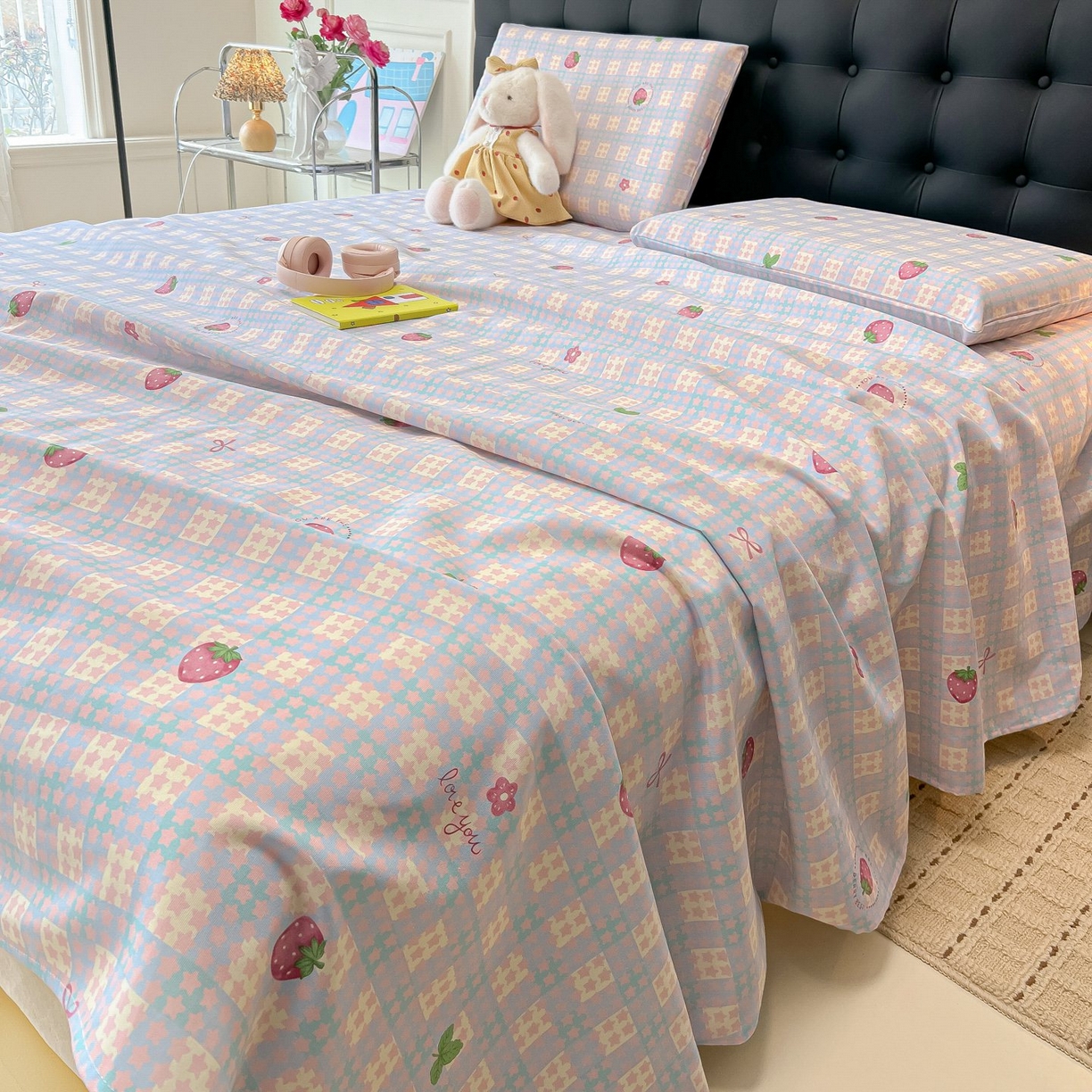 91家纺网 家纺一手货源 找家纺 欧妮家纺 2026新款老粗布床单凉席席子单床单 老粗布-有草莓的地方