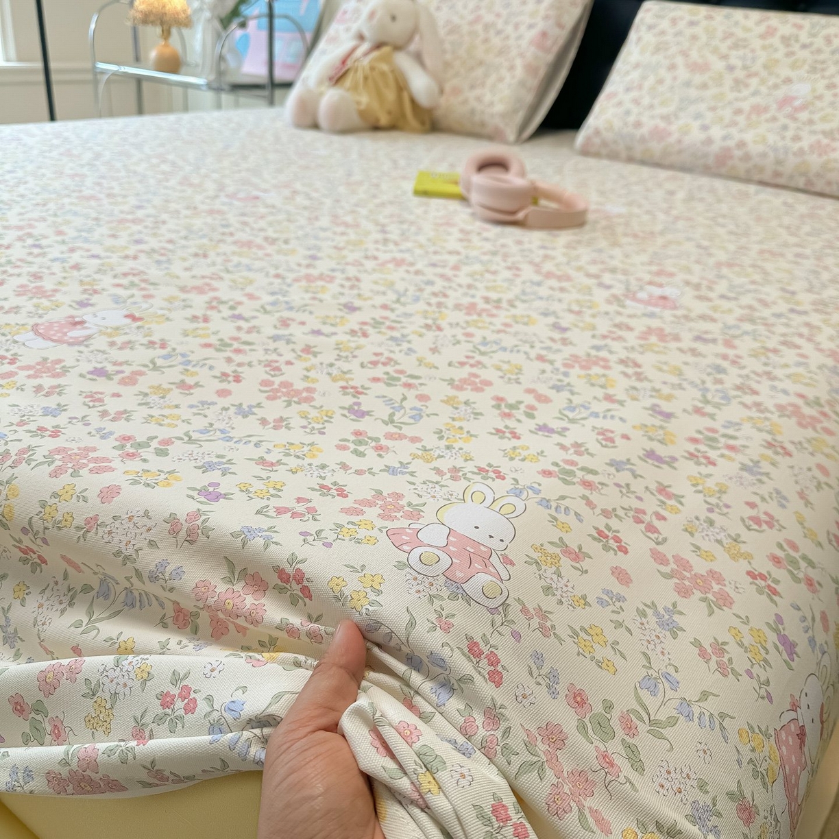 91家纺网 家纺一手货源 找家纺 欧妮家纺 2026新款老粗布床单凉席席子单床单 老粗布-兔子的花园