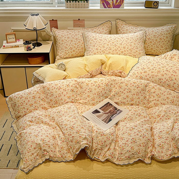 仟网汇 2026新款法式花边泡芙纱四件套 相思