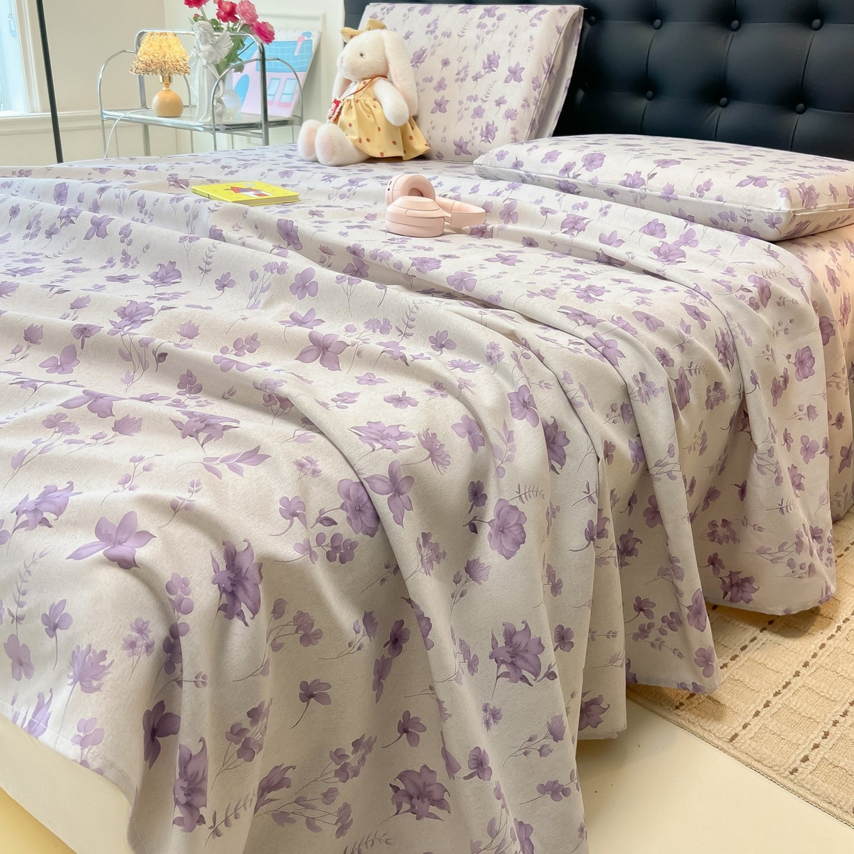 欧妮家纺 2026新款老粗布床单凉席席子单床单 老粗布-幽梦紫