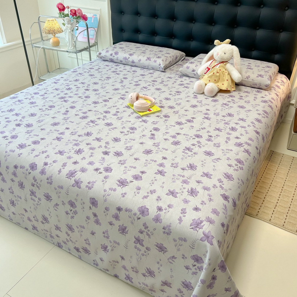 91家纺网 家纺一手货源 找家纺 欧妮家纺 2026新款老粗布床单凉席席子单床单 老粗布-幽梦紫