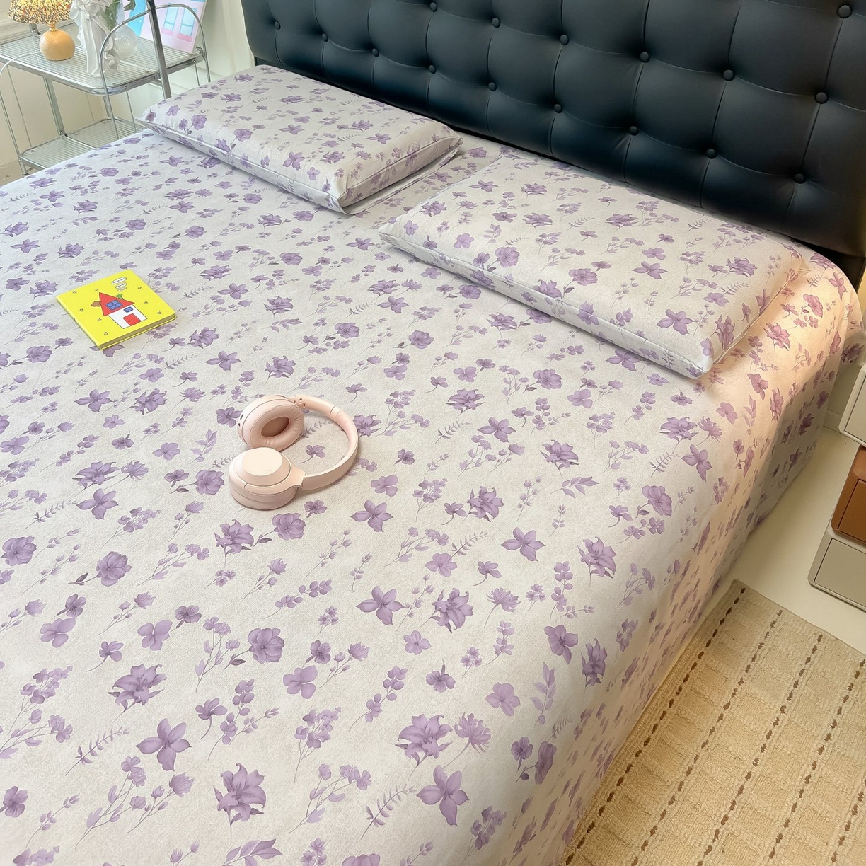 91家纺网 家纺一手货源 找家纺 欧妮家纺 2026新款老粗布床单凉席席子单床单 老粗布-幽梦紫