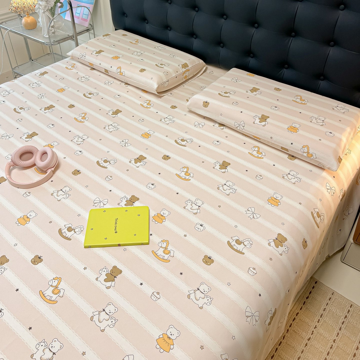 91家纺网 家纺一手货源 找家纺 欧妮家纺 2026新款老粗布床单凉席席子单床单 老粗布-童趣小熊