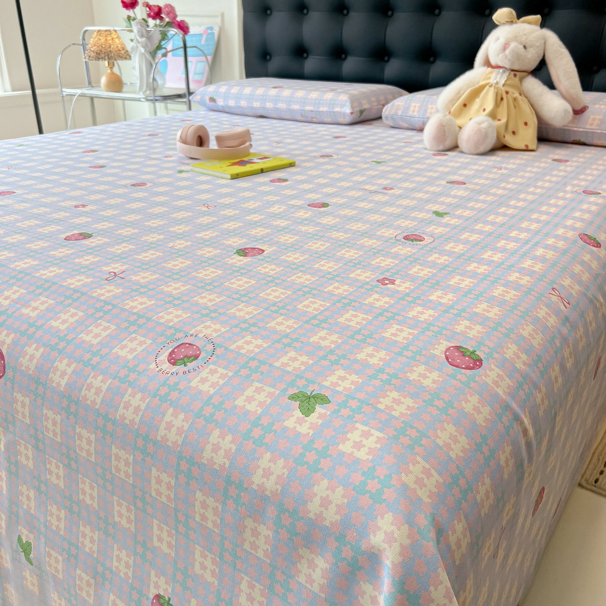 91家纺网 家纺一手货源 找家纺 欧妮家纺 2026新款老粗布床单凉席席子单床单 老粗布-有草莓的地方