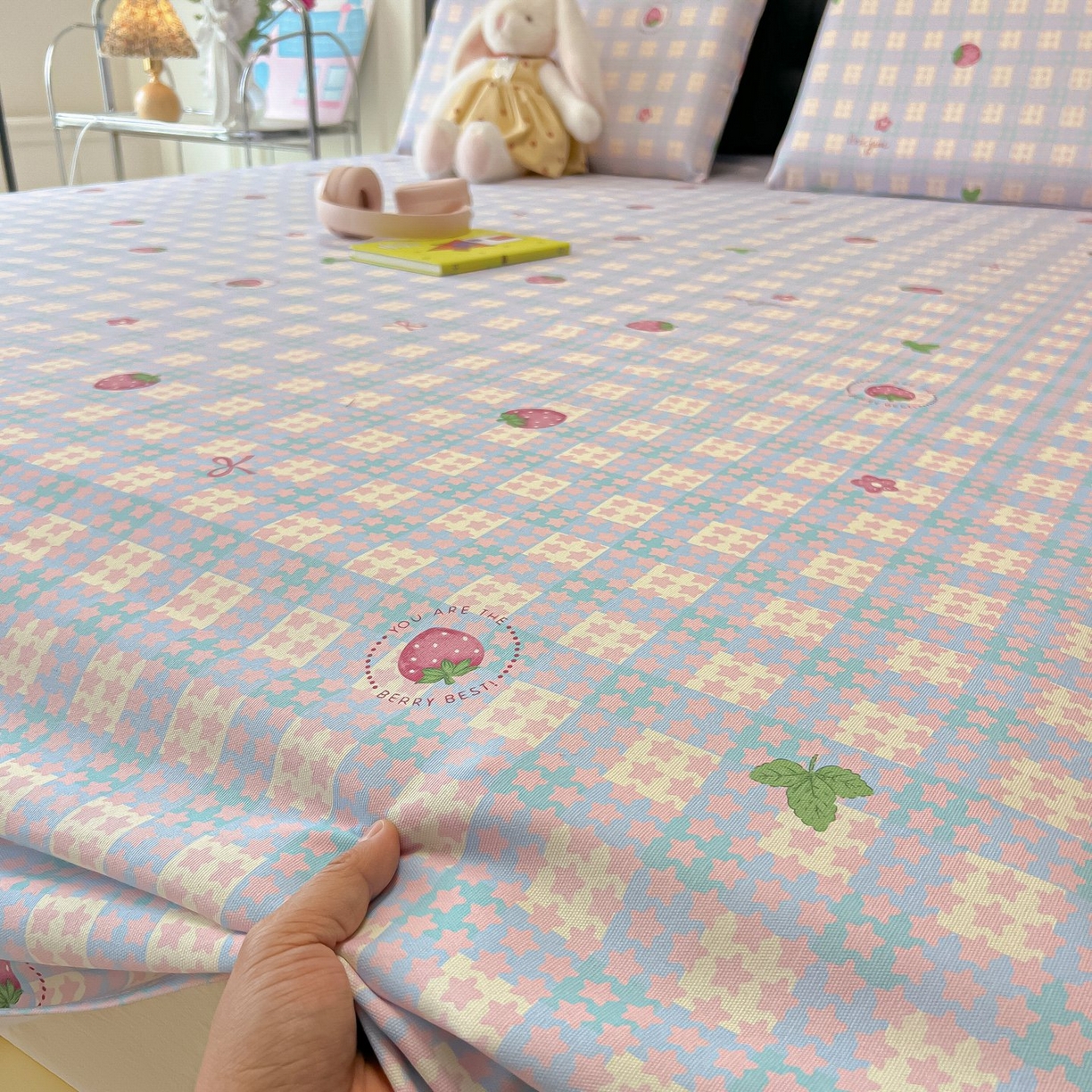 91家纺网 家纺一手货源 找家纺 欧妮家纺 2026新款老粗布床单凉席席子单床单 老粗布-有草莓的地方