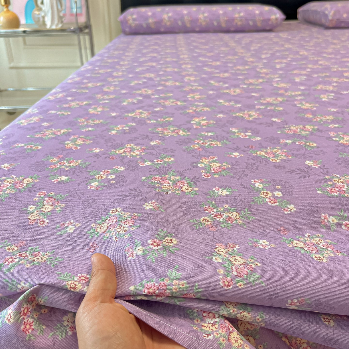 91家纺网 家纺一手货源 找家纺 欧妮家纺 2026新款老粗布床单凉席席子单床单 老粗布-紫韵繁花