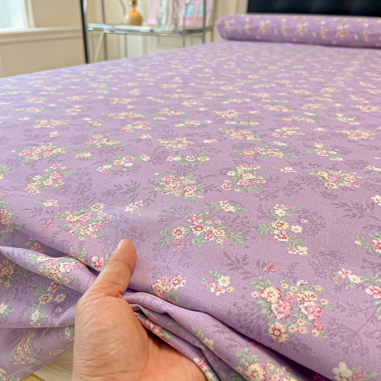 91家纺网 家纺一手货源 找家纺 欧妮家纺 2026新款老粗布床单凉席席子单床单 老粗布-紫韵繁花