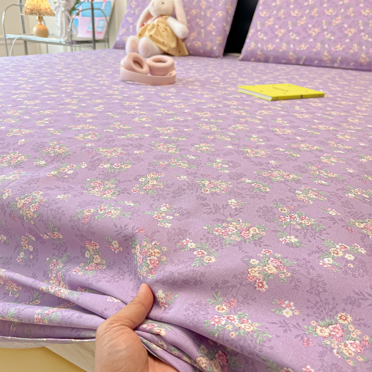 91家纺网 家纺一手货源 找家纺 欧妮家纺 2026新款老粗布床单凉席席子单床单 老粗布-紫韵繁花