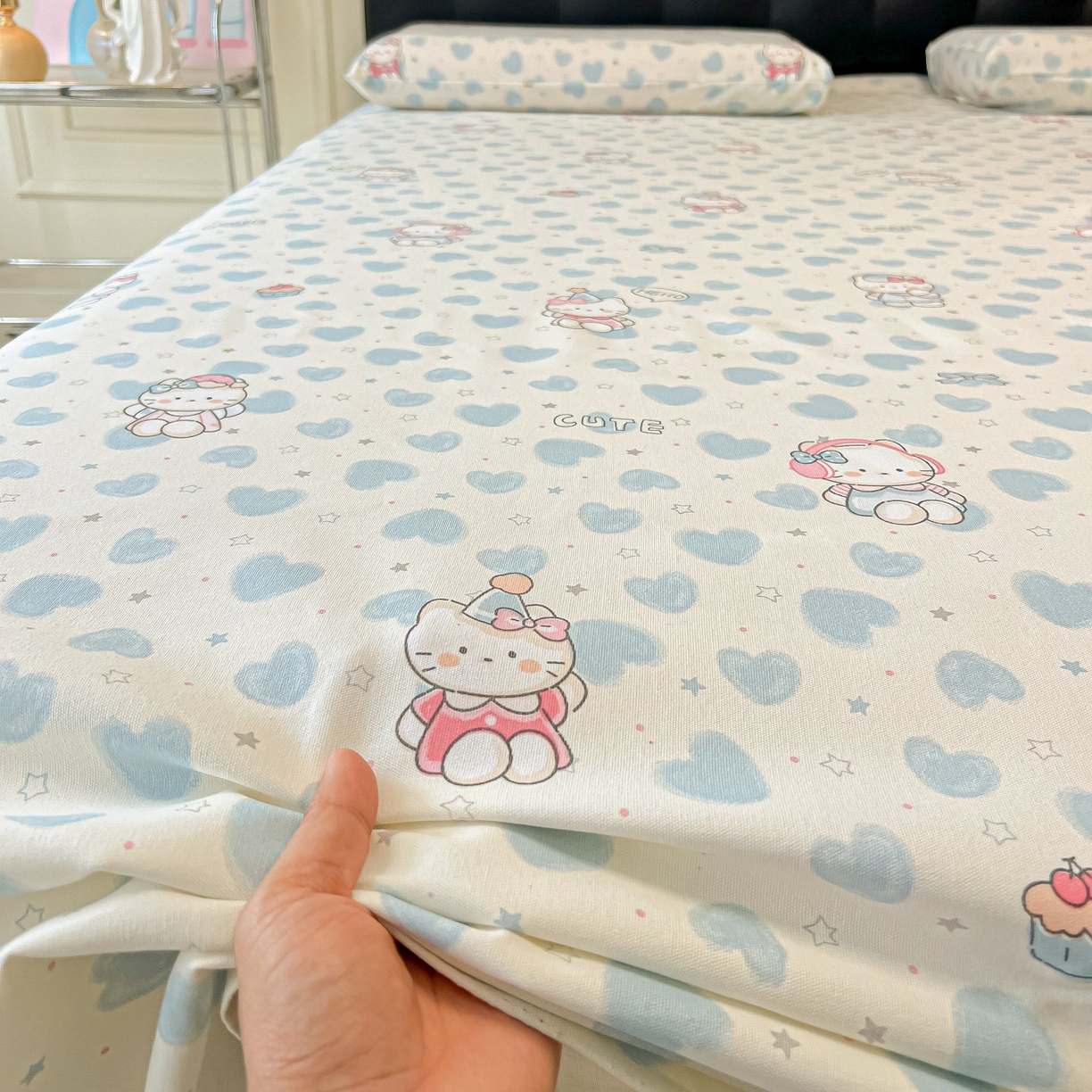 91家纺网 家纺一手货源 找家纺 欧妮家纺 2026新款老粗布床单凉席席子单床单 老粗布-蓝心凯蒂