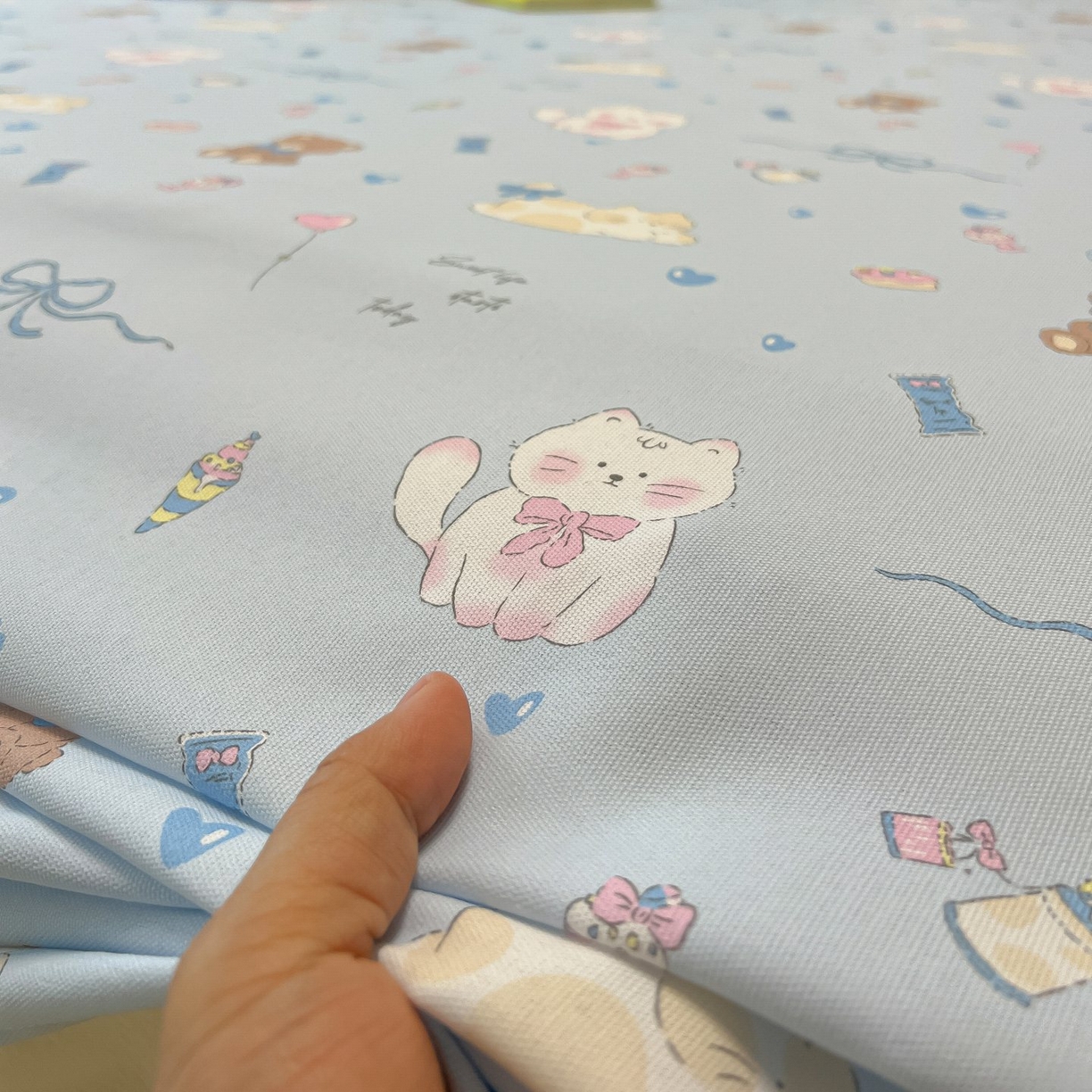 91家纺网 家纺一手货源 找家纺 欧妮家纺 2026新款老粗布床单凉席席子单床单 老粗布-小猫时光蓝