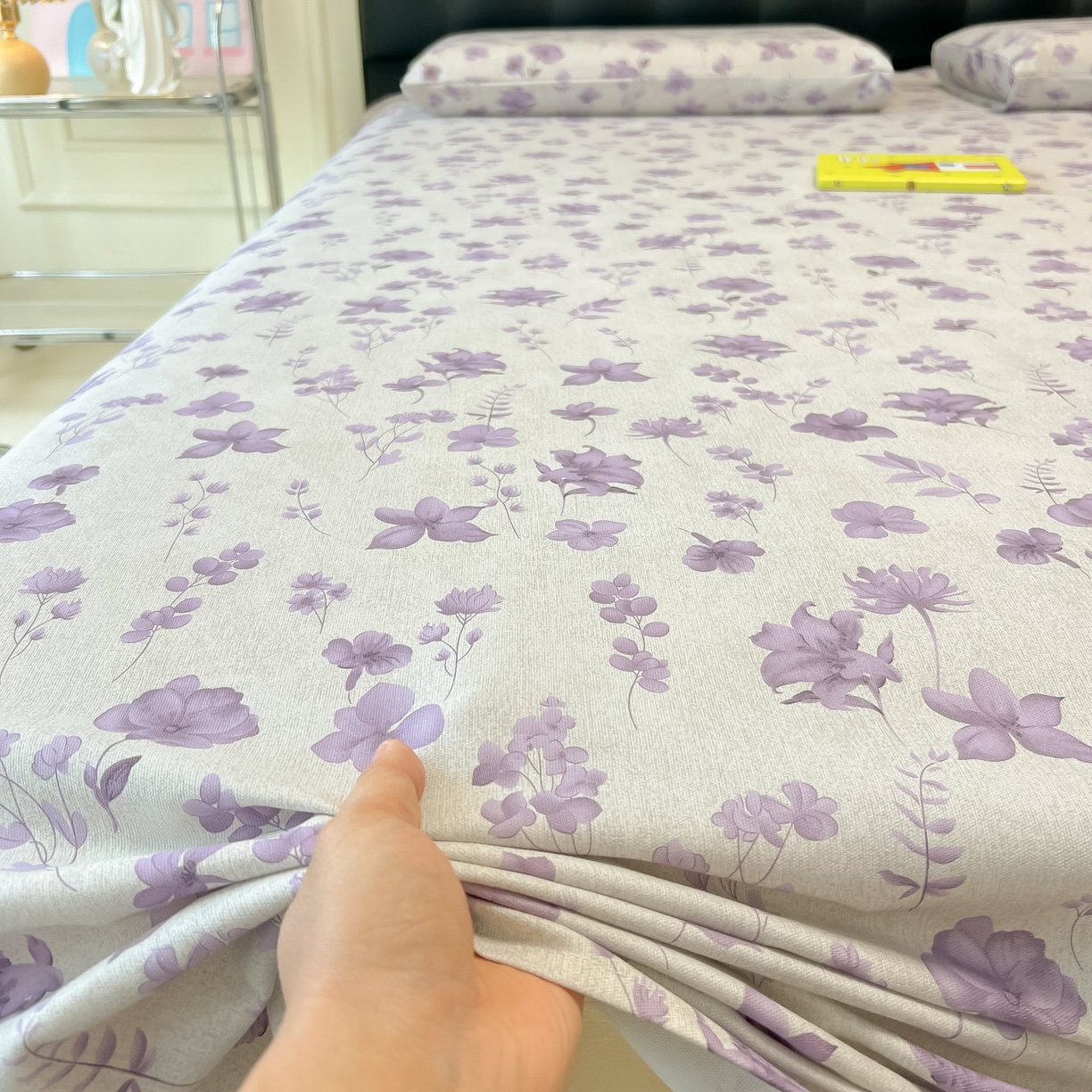 91家纺网 家纺一手货源 找家纺 欧妮家纺 2026新款老粗布床单凉席席子单床单 老粗布-幽梦紫