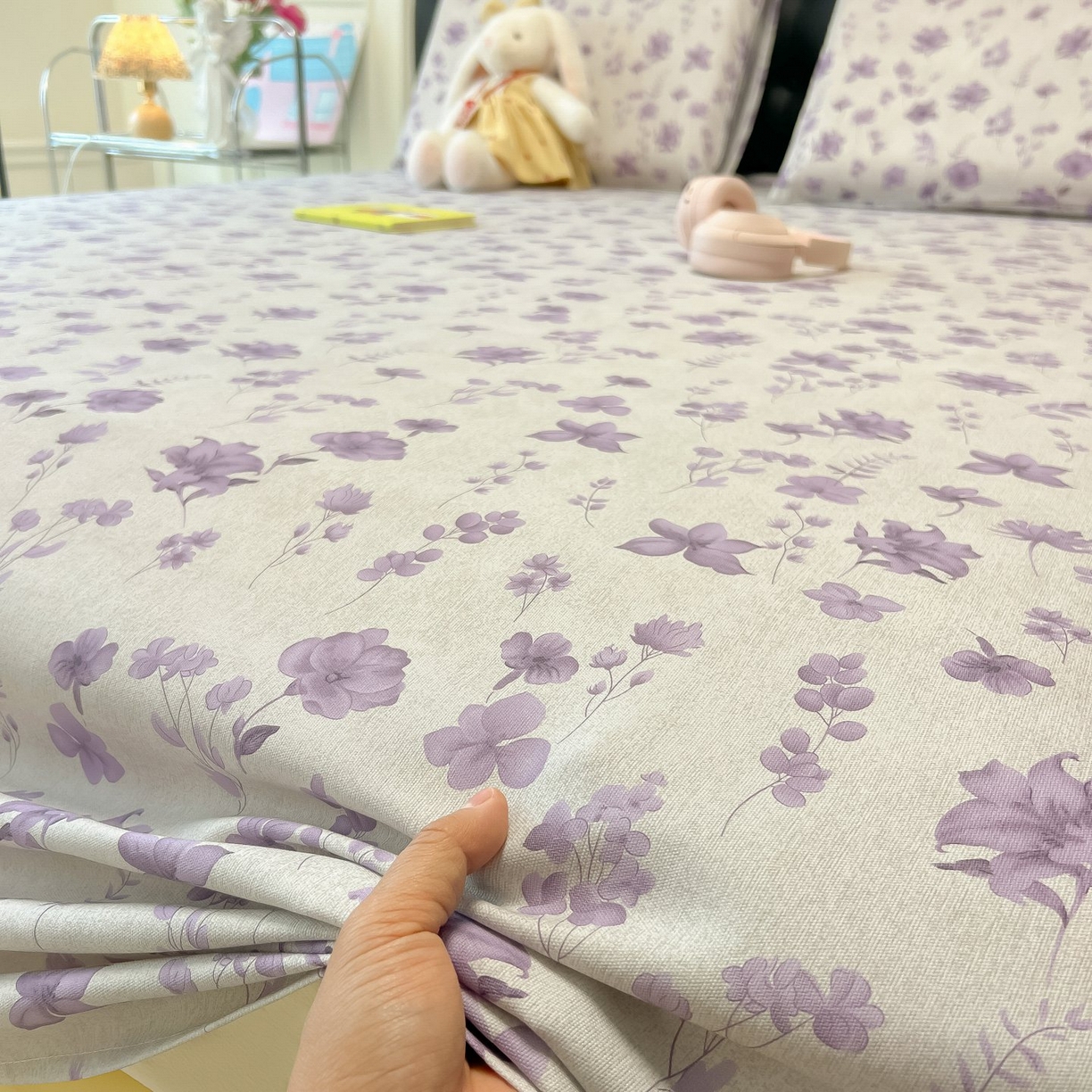 91家纺网 家纺一手货源 找家纺 欧妮家纺 2026新款老粗布床单凉席席子单床单 老粗布-幽梦紫