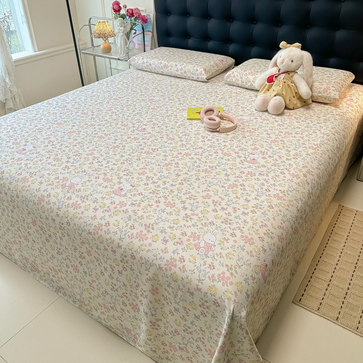 91家纺网 家纺一手货源 找家纺 欧妮家纺 2026新款老粗布床单凉席席子单床单 老粗布-兔子的花园