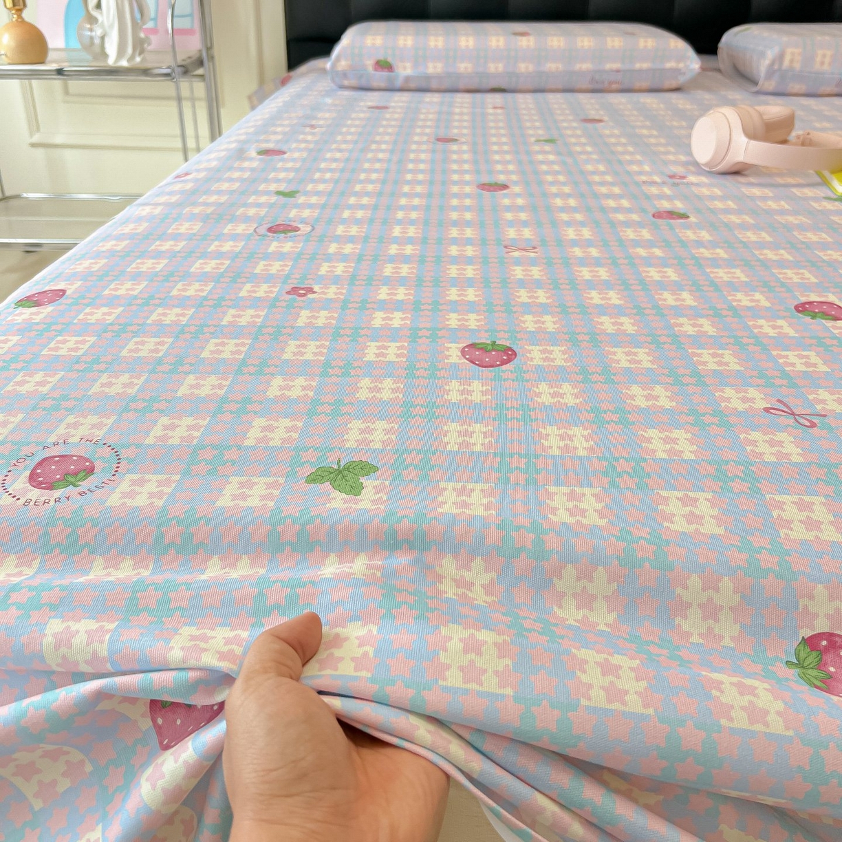 91家纺网 家纺一手货源 找家纺 欧妮家纺 2026新款老粗布床单凉席席子单床单 老粗布-有草莓的地方