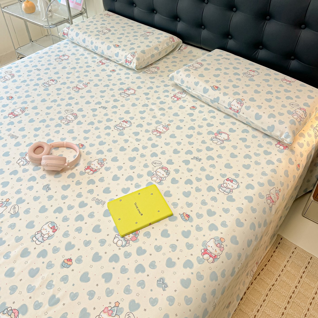 91家纺网 家纺一手货源 找家纺 欧妮家纺 2026新款老粗布床单凉席席子单床单 老粗布-蓝心凯蒂